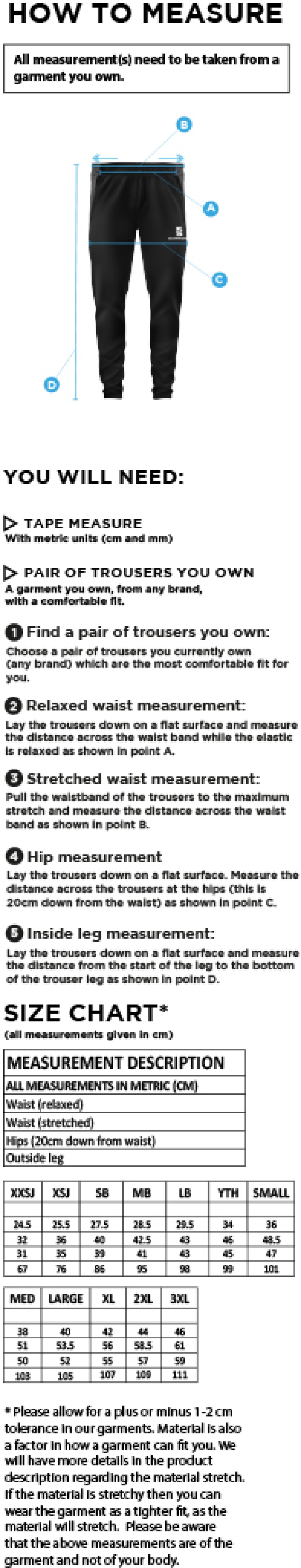 Dual Skinny Pant : Black - Size Guide